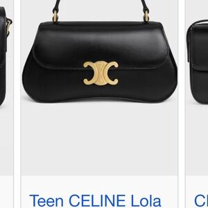 Celine Black Shoulder Bag with Gold Logo